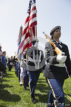 Military Honor guard at Los Angeles National Cemetery Annual Memorial Event, May 26, 2014, California, USA Editorial Stock Photo