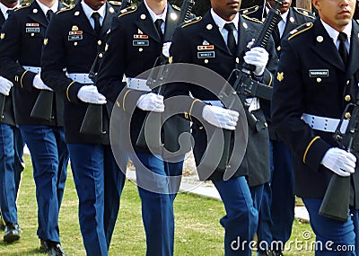 Military Honor Guard at Veteran Memorial Editorial Stock Photo