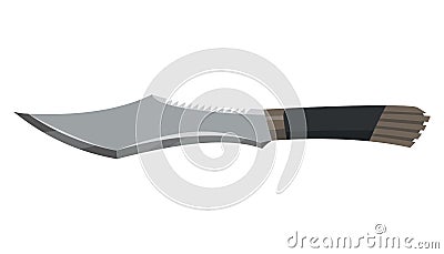 Military hunting knife. Combat weapon blade, vector model type. Trapper sword or hunter knife blade. Protection concept Vector Illustration