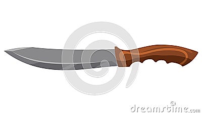 Military hunting knife. Combat weapon blade, vector model type. Trapper sword or hunter knife blade. Protection concept Vector Illustration