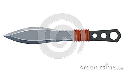 Military hunting knife. Combat weapon blade, vector model type. Trapper sword or hunter knife blade. Protection concept Vector Illustration