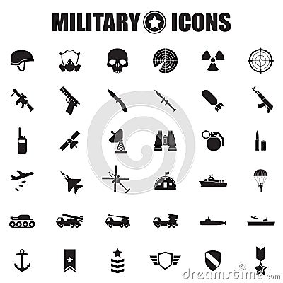 Military icons set Vector Illustration