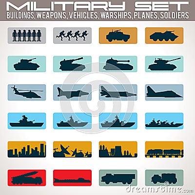 Military Icons Set. Vector Illustration