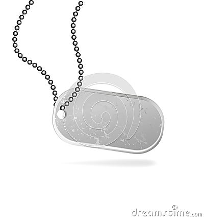 Military ID Tag Army Medallion. illustration of Solder, veteran sign, blank of metallic card on chain Vector Illustration