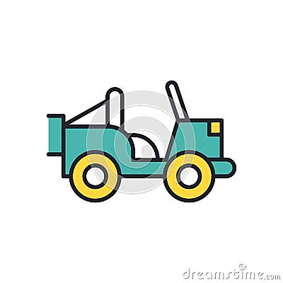 Military jeep vehicle line and fill style icon Vector Illustration