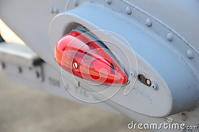 Military jet navigation bulb light. Brazilian signaling military airplane illumination of navigation Stock Photo