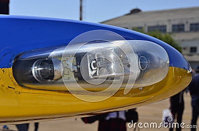 Military jet navigation bulb light. Brazilian signaling military airplane illumination of navigation Stock Photo