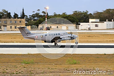 Military Kingair taking off Editorial Stock Photo