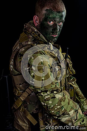 Military man whit armour Stock Photo