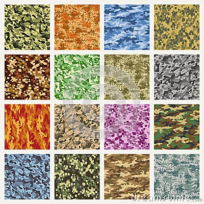 Military and marine uniform camouflage patterns Vector Illustration