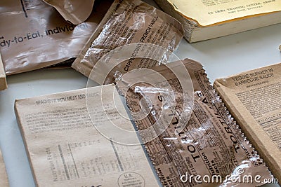 Packaged Military meals called MRE Editorial Stock Photo