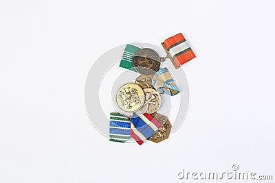 Military Medals on white back ground Stock Photo