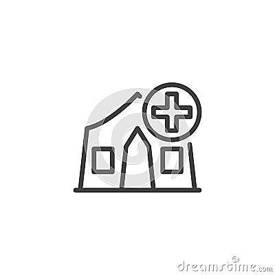 Military medical tent line icon Vector Illustration