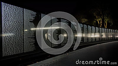 A military memorial wall tribute to the fallen soldiers - generative ai Stock Photo
