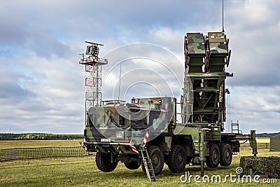 Military Mobile Mim-104 Patriot Surface-to-air Missile Sam System. Germany - August 23, 2014 Editorial Stock Photo