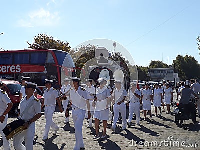 Military music band walking Editorial Stock Photo