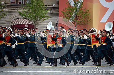 Military musicians at the parade dedicated to the 74th anniversary of Victory in the great Patriotic war Editorial Stock Photo