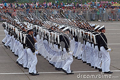 Military parade as part of the Fiestas Patrias commemorations in Santiago, Chile Editorial Stock Photo
