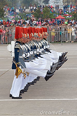 Military parade as part of the Fiestas Patrias commemorations in Santiago, Chile Editorial Stock Photo