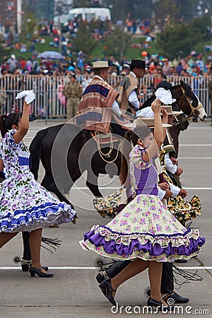 Military parade as part of the Fiestas Patrias commemorations in Santiago, Chile Editorial Stock Photo