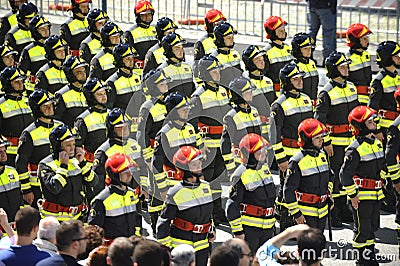 Military Parade : Firefighters marching for the Republic day Editorial Stock Photo