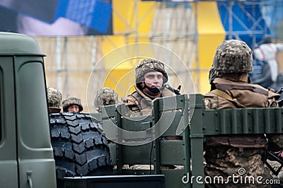 Military parade for the Ukrainian Independence Day Editorial Stock Photo