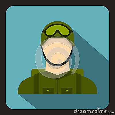 Military paratrooper icon, flat style Vector Illustration