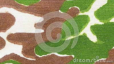 Military pattern cloth texture There are stripes of fibers of the fabric, green brown white tone. Use this for wallpaper or Stock Photo