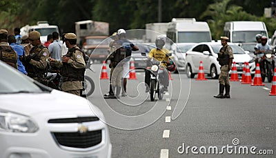 Military police blitz in salvador Editorial Stock Photo