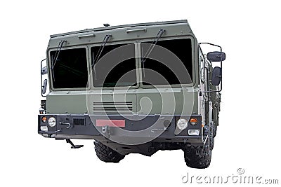 Military powerful vehicle for transporting and launching missiles on a white background Stock Photo