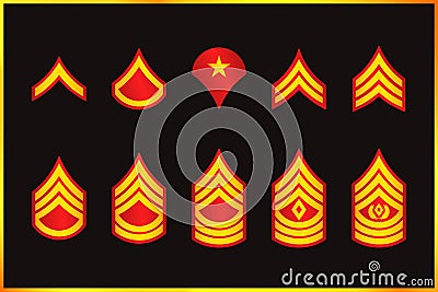 Military Ranks Stripes and Chevrons. Vector Set Army Insignia Vector Illustration