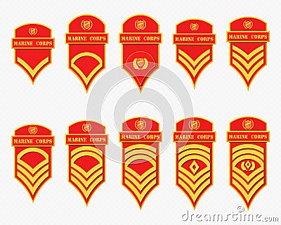 Military Ranks Stripes and Chevrons. Vector Set Army Insignia Vector Illustration