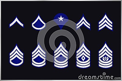 Military Ranks Stripes and Chevrons. Vector Set Army Insignia Vector Illustration