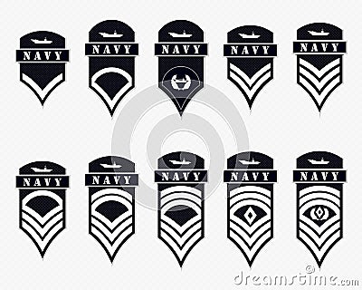 Military Ranks Stripes and Chevrons. Vector Set Army Insignia Vector Illustration