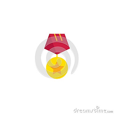 Military reward medal vector icon symbol isolated on white background Vector Illustration