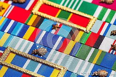 Military Ribbons Close Up Stock Photo