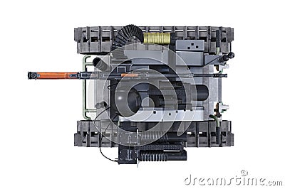 Military robot vehicle, top view Stock Photo