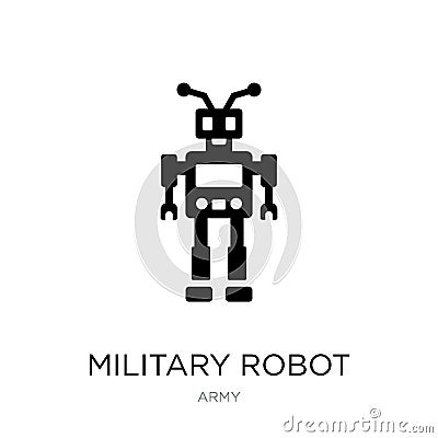 military robot machine icon in trendy design style. military robot machine icon isolated on white background. military robot Vector Illustration