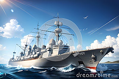 Military ship illustration Stock Photo