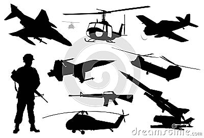 Military silhouettes set Stock Photo