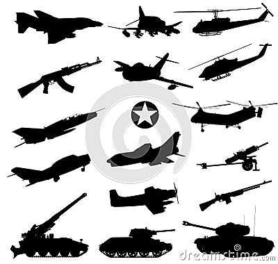 Military silhouettes set Vector Illustration