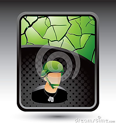 Military soldier on cracked background Vector Illustration