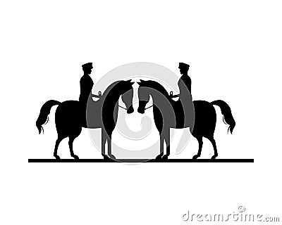 Military soldiers in horses silhouettes isolated icons Vector Illustration
