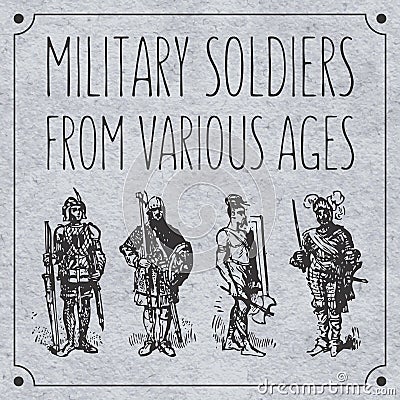 Military soldiers from various ages Stock Photo