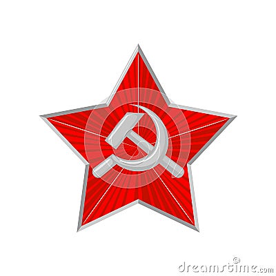 The military Soviet star with hammer and sickle. Vector Illustration
