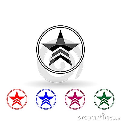 A military star in a circle multi color icon. Simple glyph, flat vector of communism capitalism icons for ui and ux, website or Stock Photo