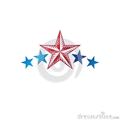 Military Star emblem. Heraldic vector design element, 5 stars gu Vector Illustration