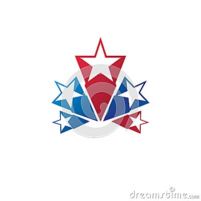 Military Star emblem. Heraldic vector design element, 5 stars gu Vector Illustration