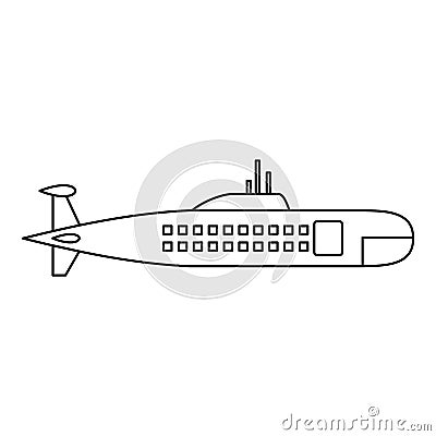 Military submarine icon, outline style Vector Illustration