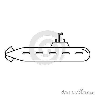 Military submarine icon, outline style Vector Illustration